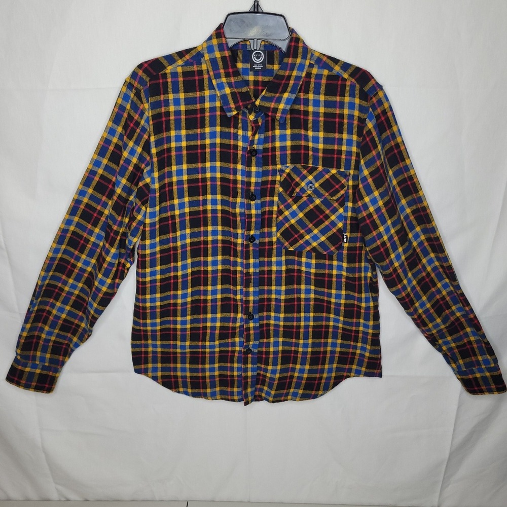 NEFF Flannel Long Sleeve Plaid Button Up Shirt